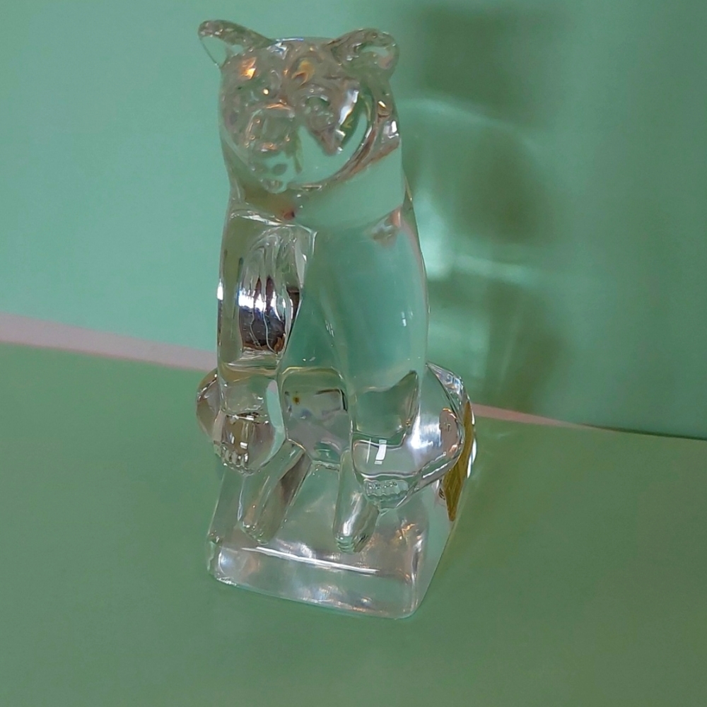 Vtg Hadeland of Norway Clear Crystal Sitting Circus Bear